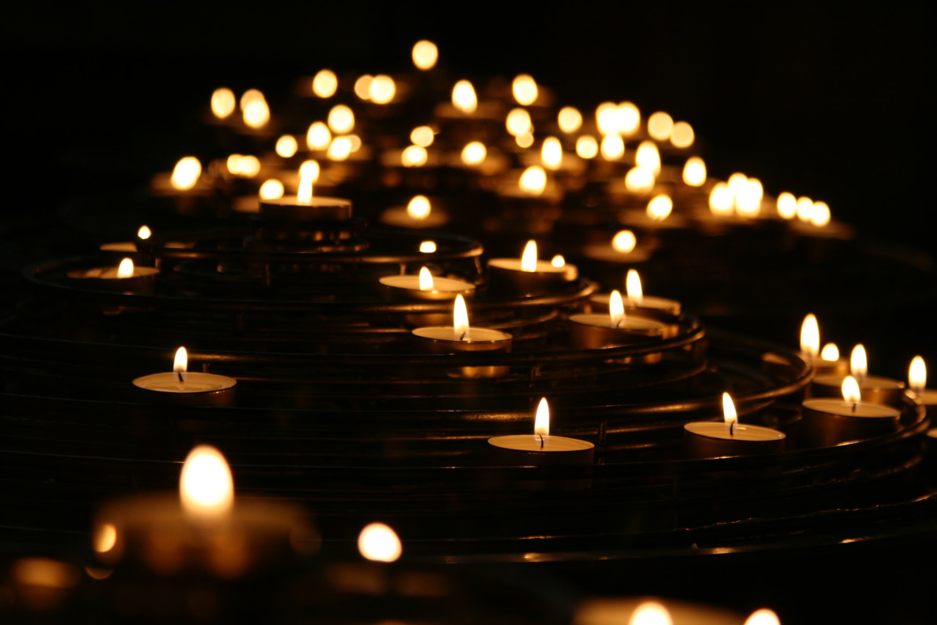 Lit tea light candles